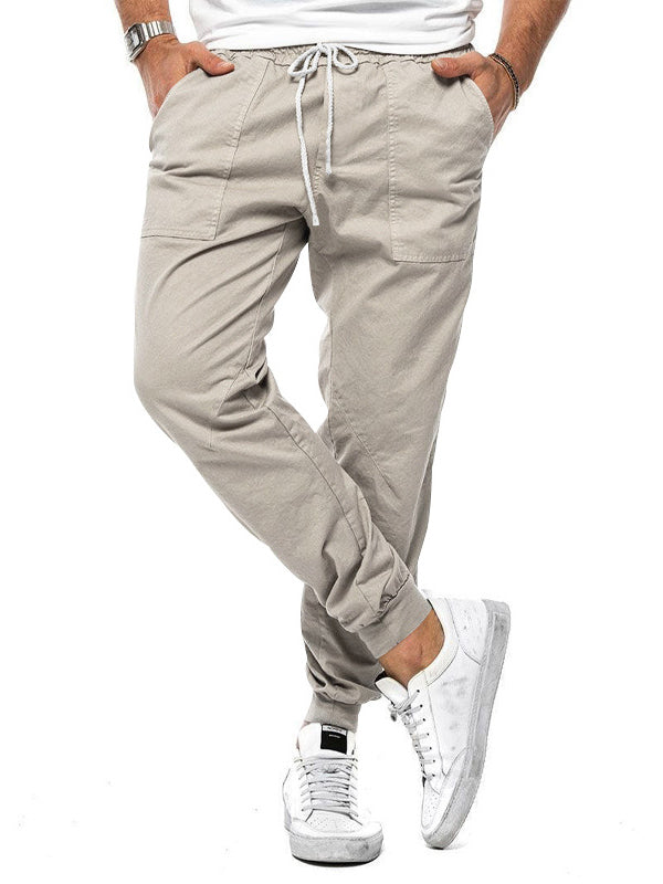 CASUAL DRAWSTRING ELASTIC WAIST PANTS