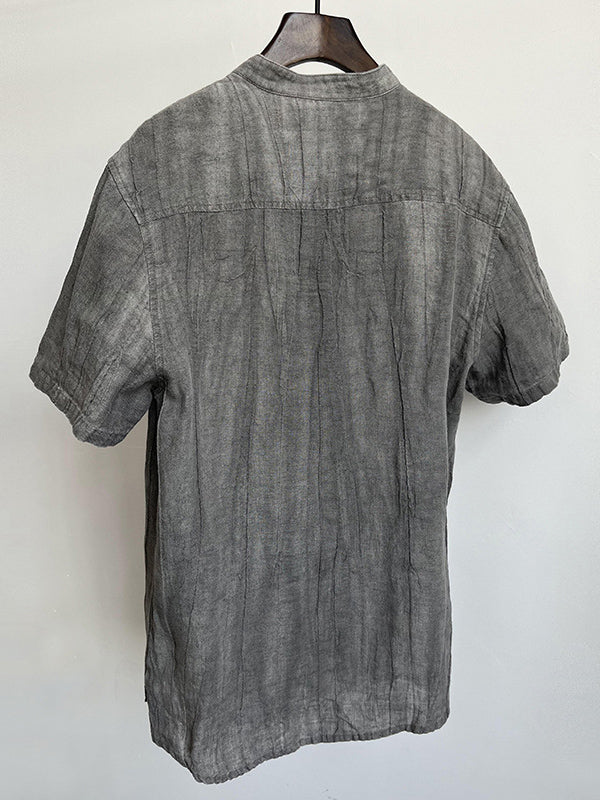 LINEN SHORT SLEEVE HENLEY SHIRT