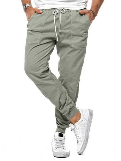 CASUAL DRAWSTRING ELASTIC WAIST PANTS
