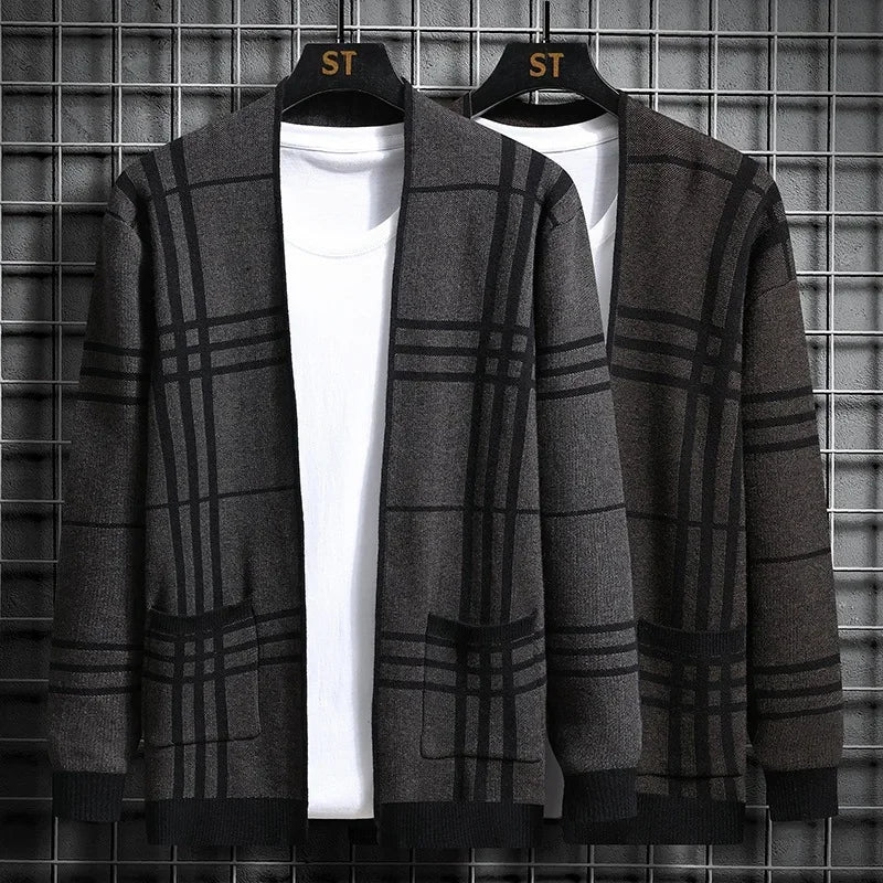 CHARTER PLAID KNIT CARDIGAN