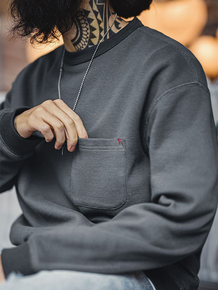 WAFFLE KNIT SWEATSHIRT