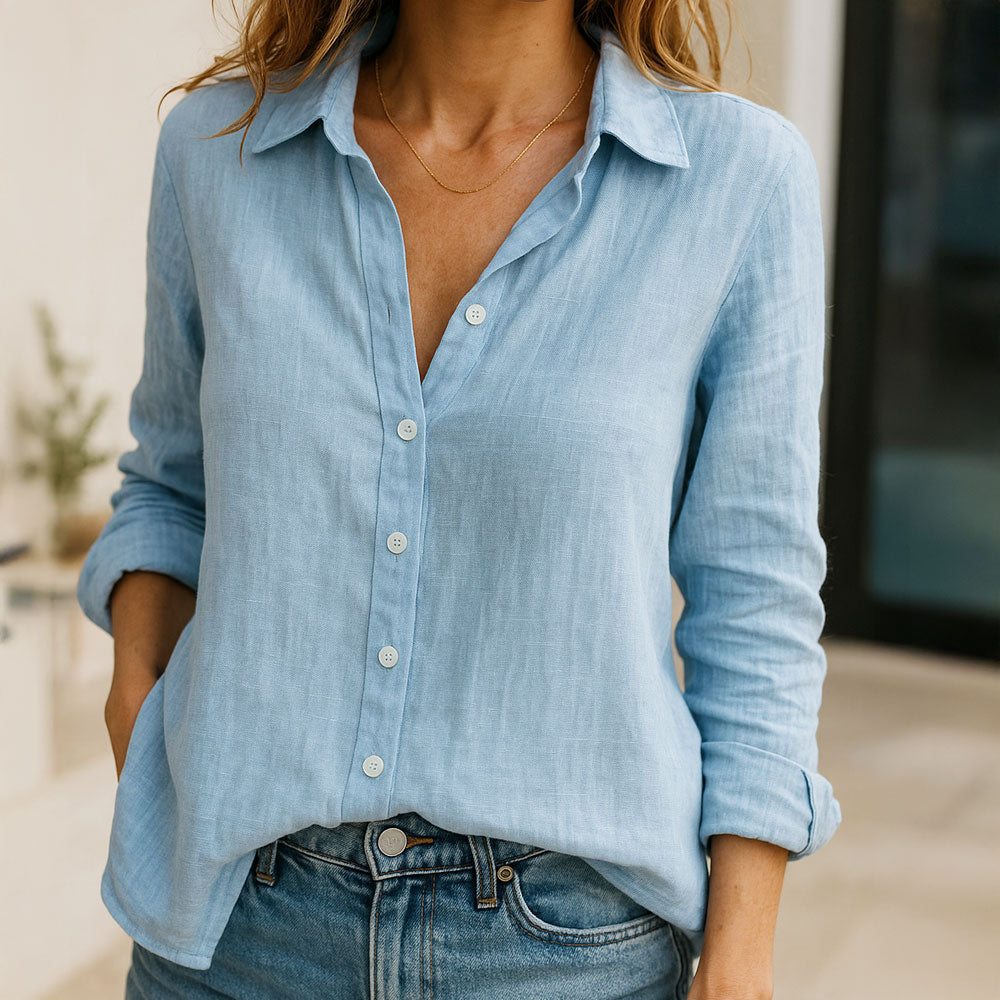 LINEN WHSIPER BUTTON SHIRT