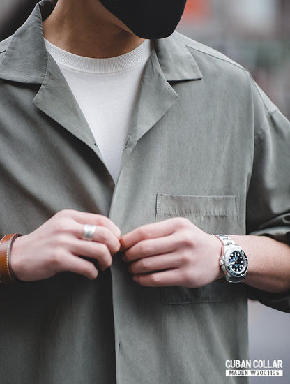 CUBAN COLLAR LOOSE-FIT SHIRT