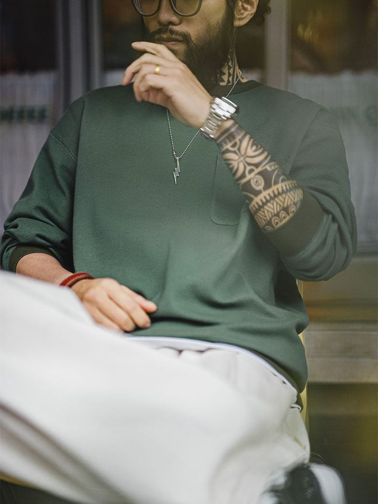 WAFFLE KNIT SWEATSHIRT