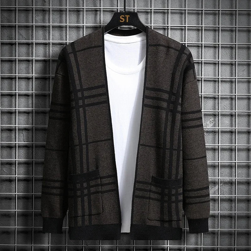 CHARTER PLAID KNIT CARDIGAN