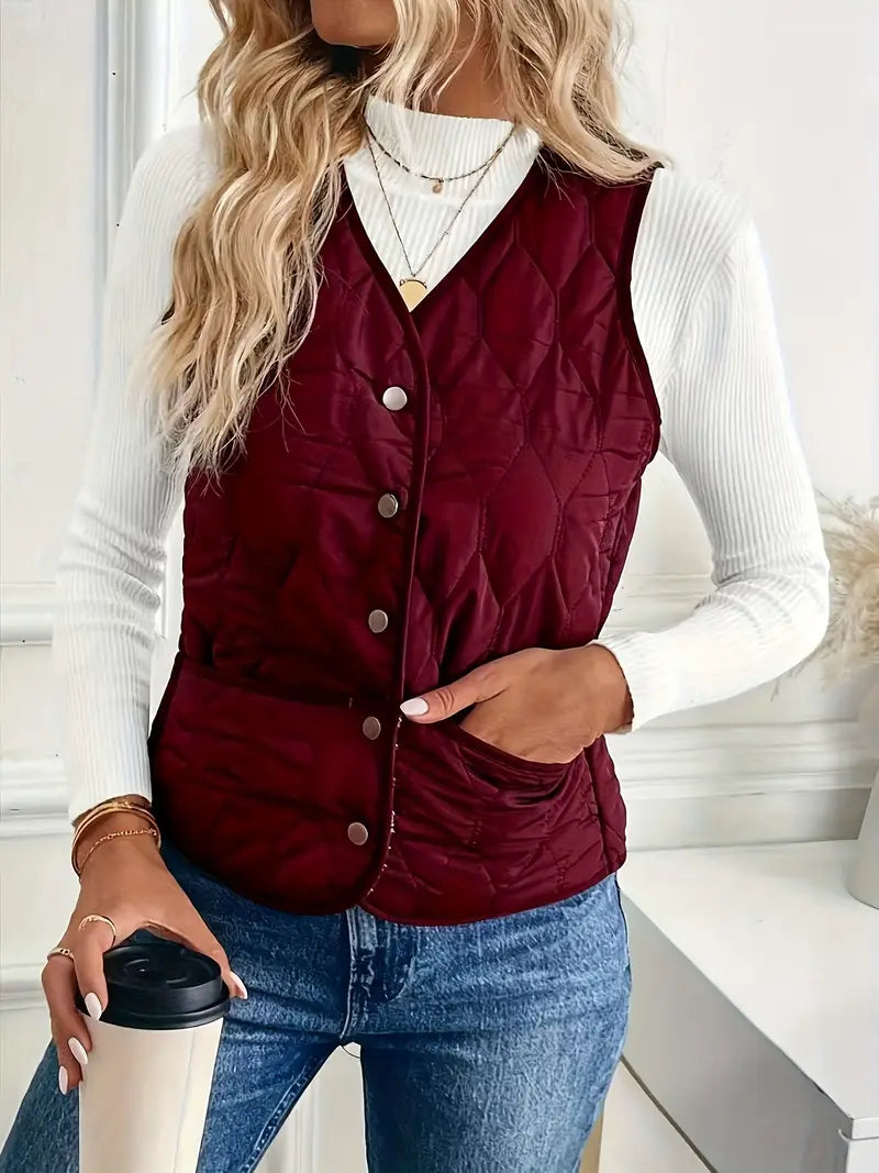 PIQUE QUILTED BOMBER VEST
