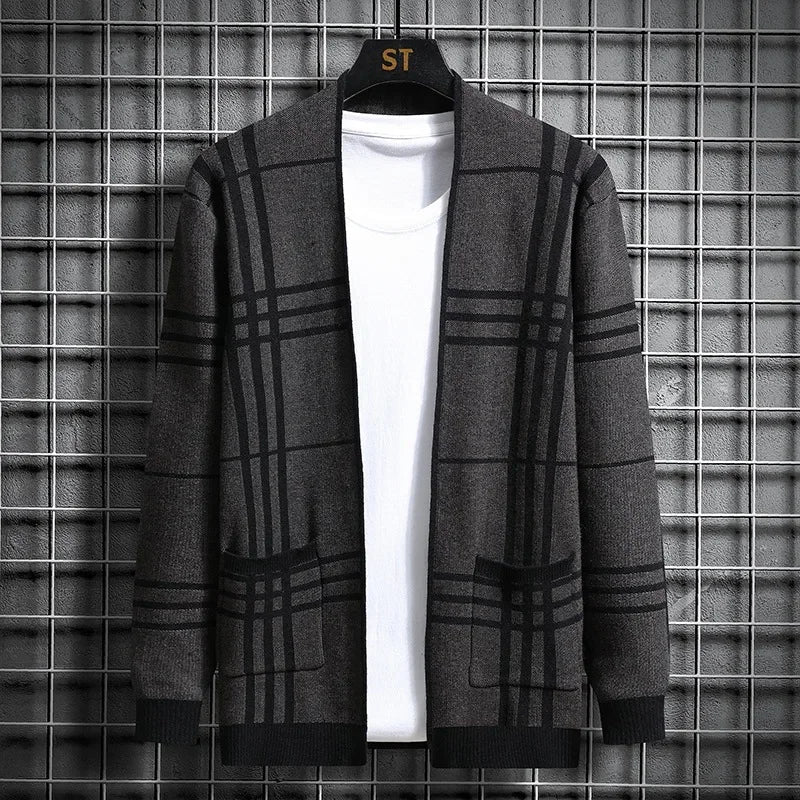CHARTER PLAID KNIT CARDIGAN