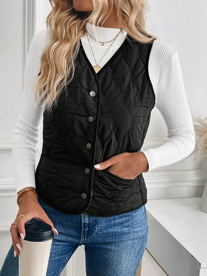 PIQUE QUILTED BOMBER VEST