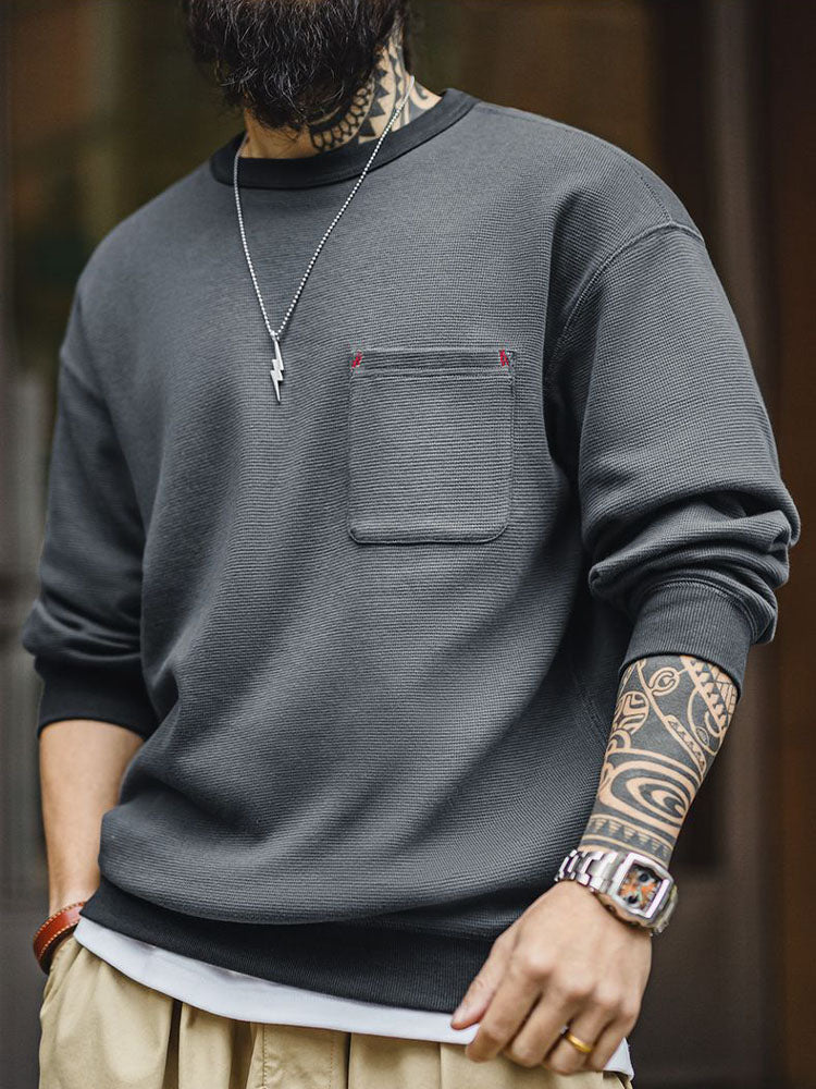 WAFFLE KNIT SWEATSHIRT