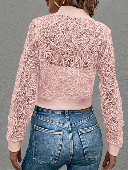 CELINA CROP LACE BOMBER