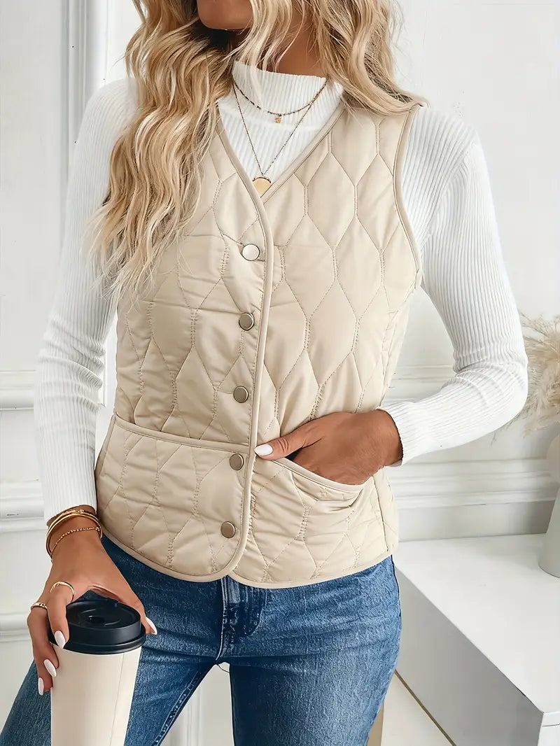 PIQUE QUILTED BOMBER VEST
