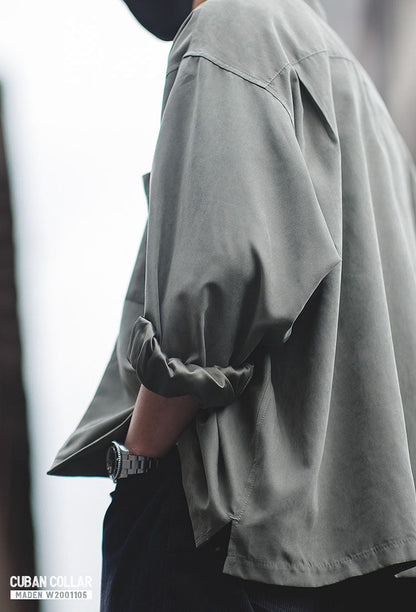 CUBAN COLLAR LOOSE-FIT SHIRT