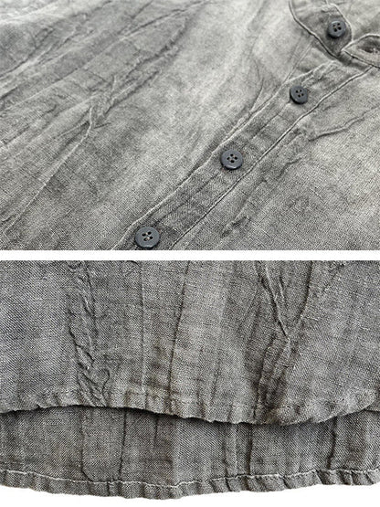 LINEN SHORT SLEEVE HENLEY SHIRT