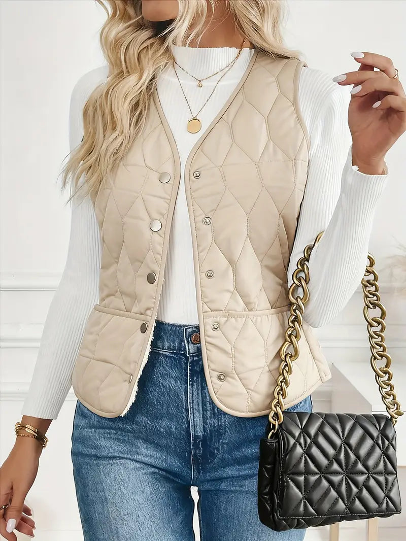 PIQUE QUILTED BOMBER VEST