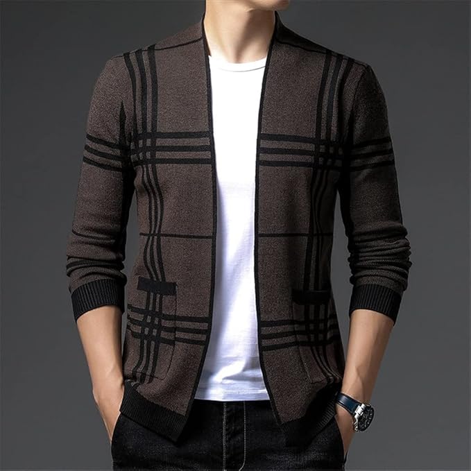 CHARTER PLAID KNIT CARDIGAN