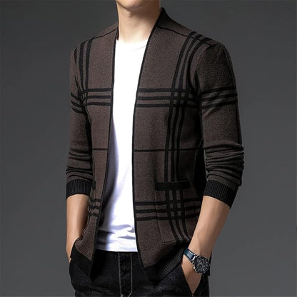 CHARTER PLAID KNIT CARDIGAN