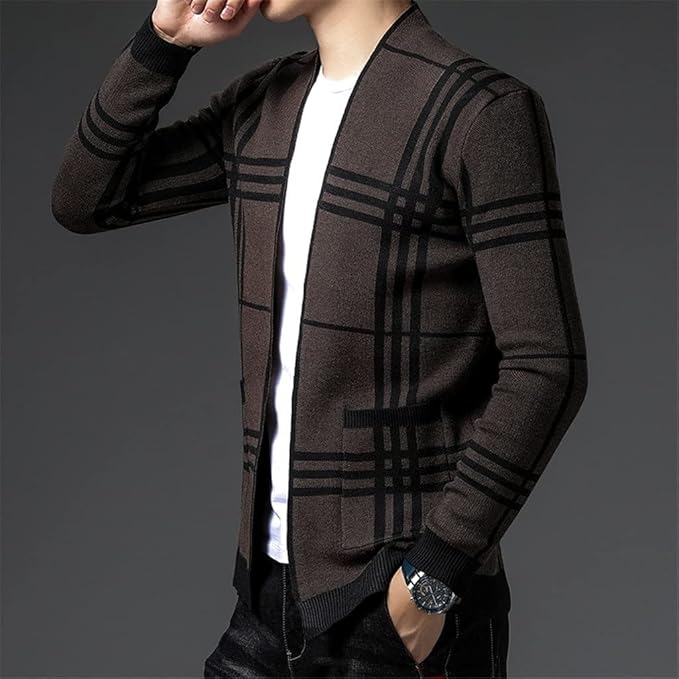 CHARTER PLAID KNIT CARDIGAN