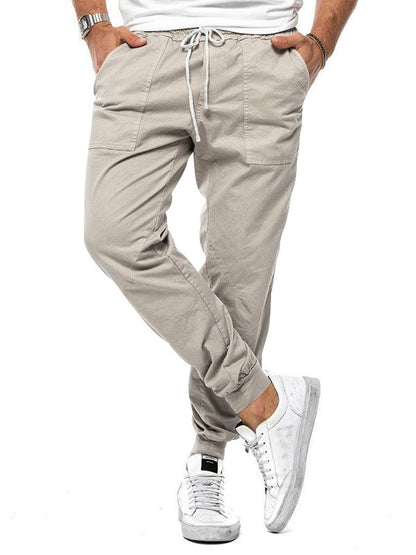 CASUAL DRAWSTRING ELASTIC WAIST PANTS