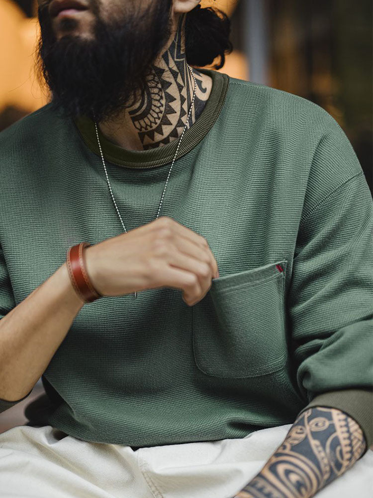 WAFFLE KNIT SWEATSHIRT