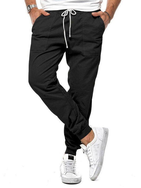 CASUAL DRAWSTRING ELASTIC WAIST PANTS