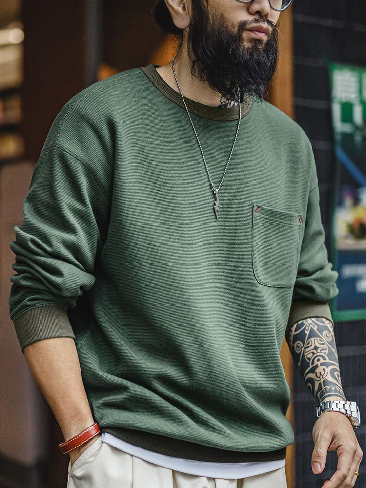 WAFFLE KNIT SWEATSHIRT