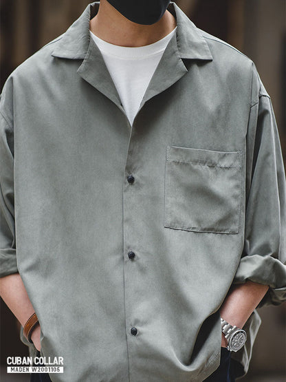 CUBAN COLLAR LOOSE-FIT SHIRT