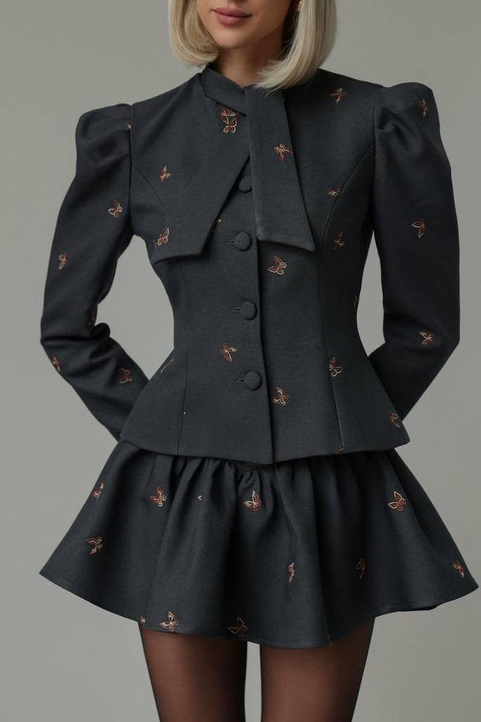 LIANY BUTTERFLY EMBROIDED TWO PIECE SET