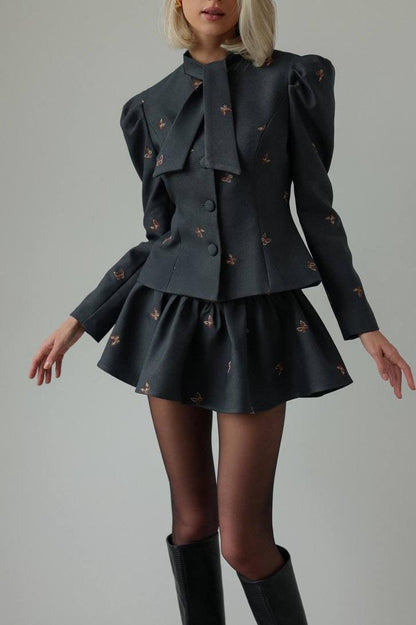 LIANY BUTTERFLY EMBROIDED TWO PIECE SET