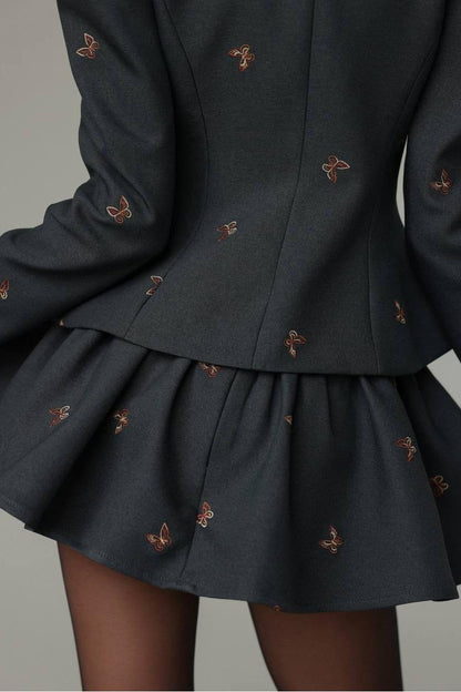 LIANY BUTTERFLY EMBROIDED TWO PIECE SET