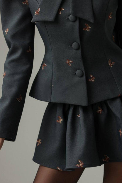 LIANY BUTTERFLY EMBROIDED TWO PIECE SET