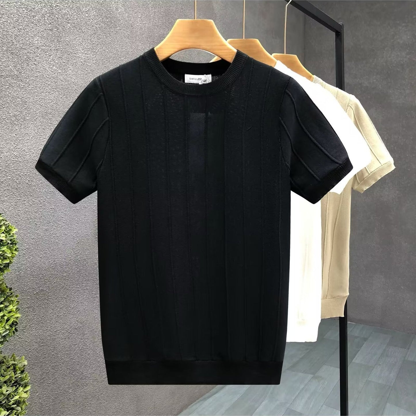 RIBBED ESSENTIAL KNIT TEE
