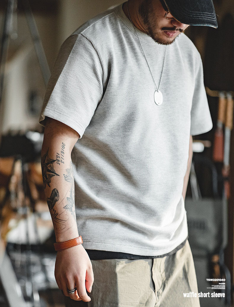 WAFFLE KNIT SHORT SLEEVE TEE