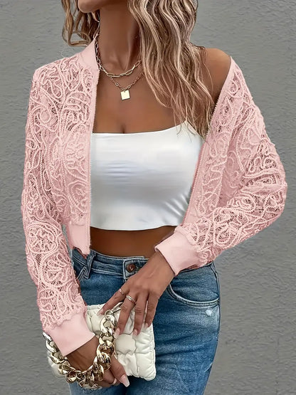 CELINA CROP LACE BOMBER