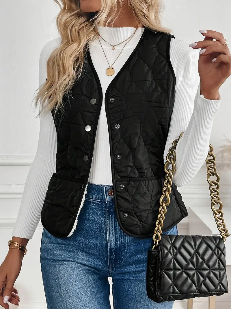 PIQUE QUILTED BOMBER VEST