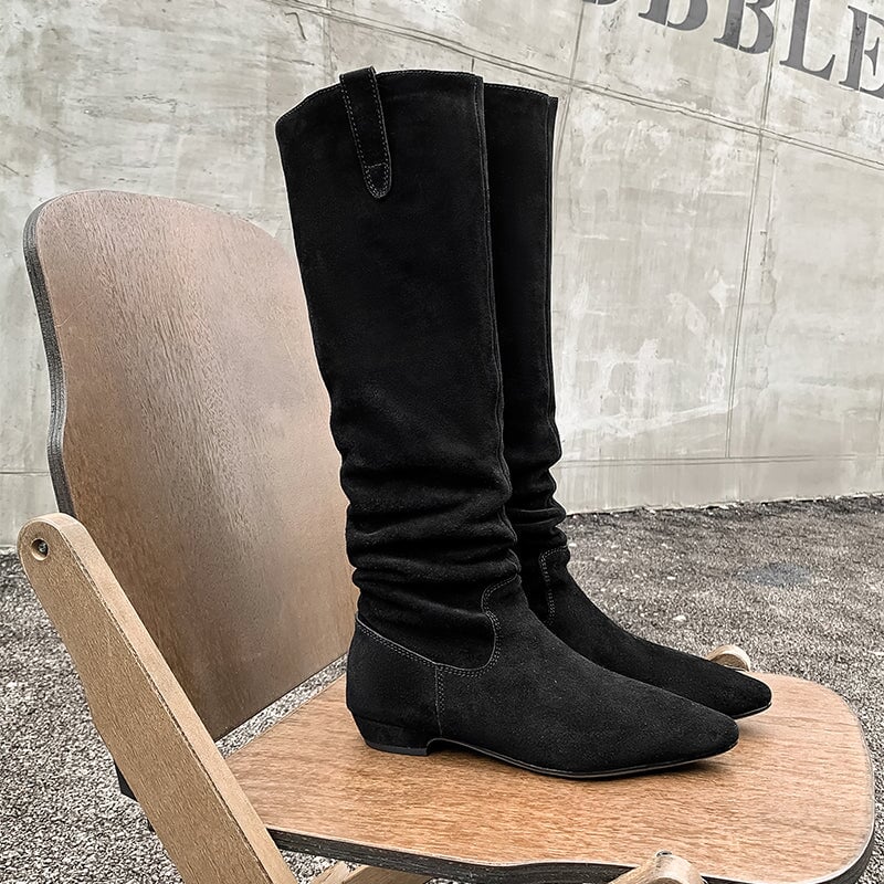 SUEDE WESTERN KNEE HIGH BOOTS