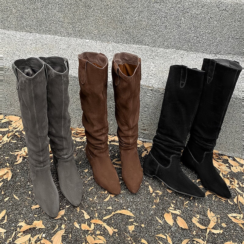 SUEDE WESTERN KNEE HIGH BOOTS