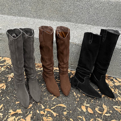 SUEDE WESTERN KNEE HIGH BOOTS