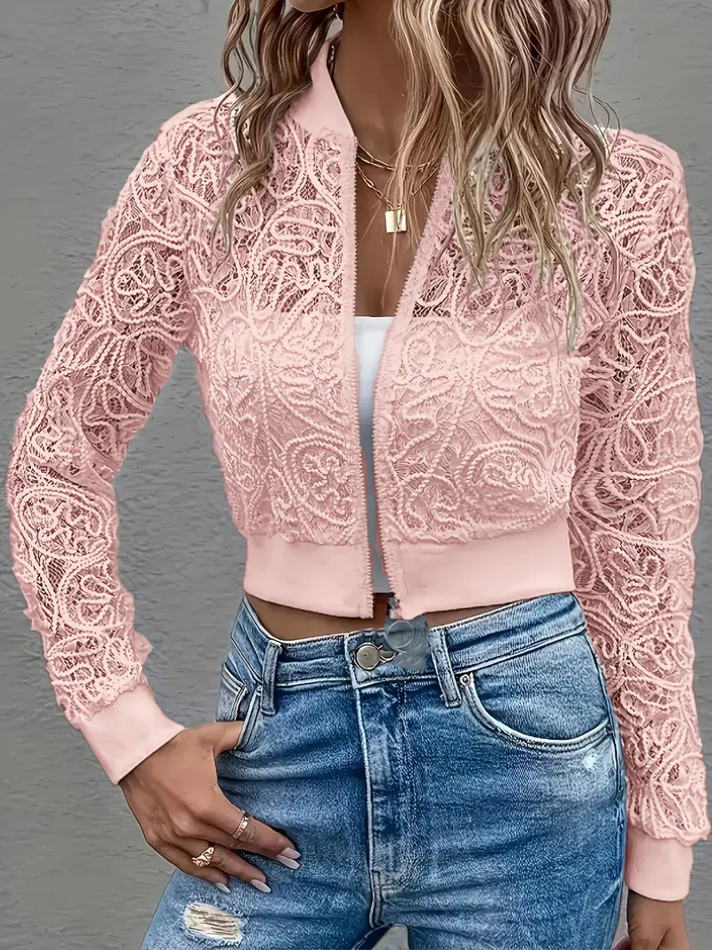 CELINA CROP LACE BOMBER