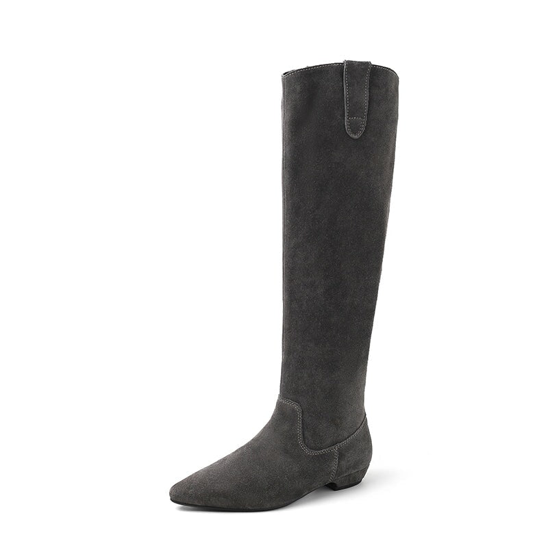 SUEDE WESTERN KNEE HIGH BOOTS