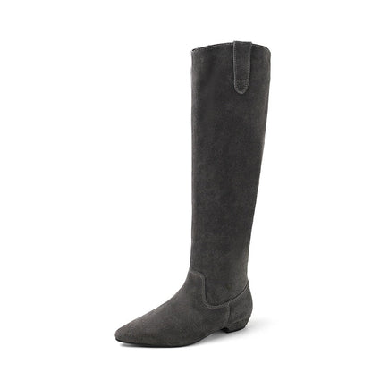 SUEDE WESTERN KNEE HIGH BOOTS