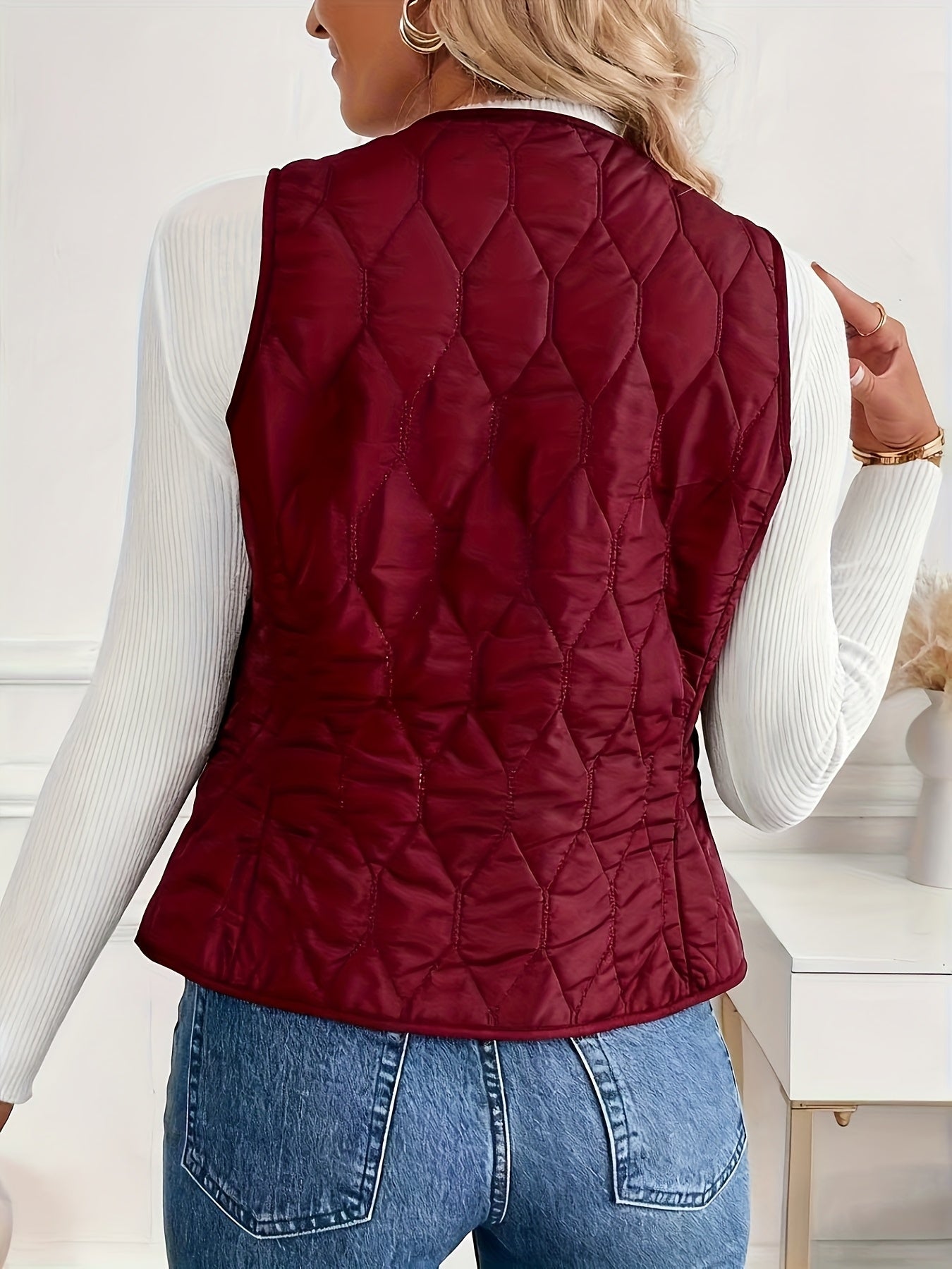 PIQUE QUILTED BOMBER VEST