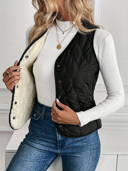 PIQUE QUILTED BOMBER VEST