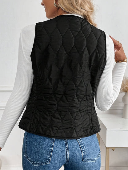 PIQUE QUILTED BOMBER VEST